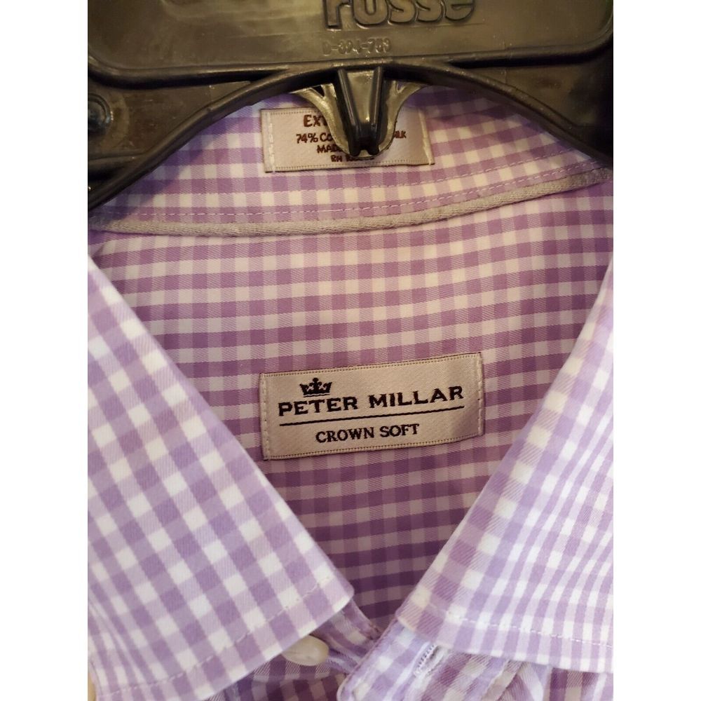 Peter Millar Men's Plaid Purple Crown Soft Long Sleeve Button-Down Size Xl
